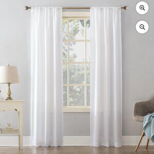 Mainstays Curtains Set of 2 Textured White 38"W x 84"L Each Solid Rod Pocket